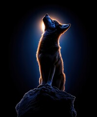Majestic Wolf Howling Under the Moonlight: A Stunning Silhouette and Nature's Unmatched Beauty Illuminated Against the Night Sky
