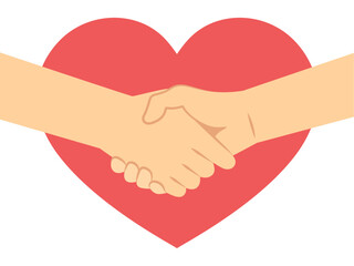 ハートと握手のベクターイラスト
