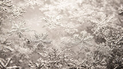 Obraz premium Background filled with intricate Christmas snowflakes, each one unique and detailed, creating a delicate winter scene.