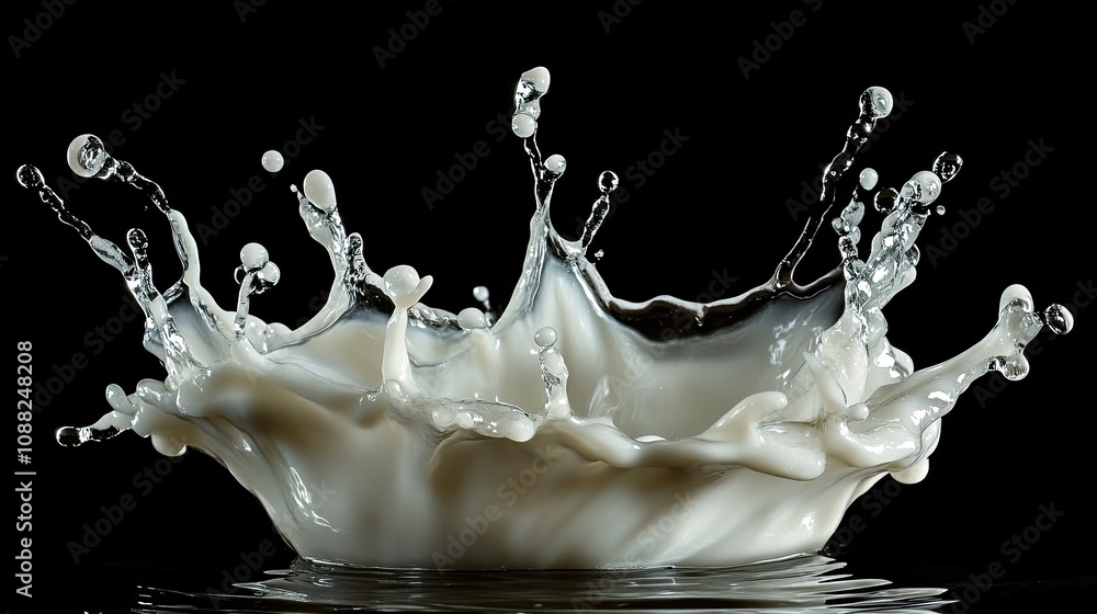 Poster beautiful splash of water captured in motion, with droplets frozen mid-air, creating a dynamic and r