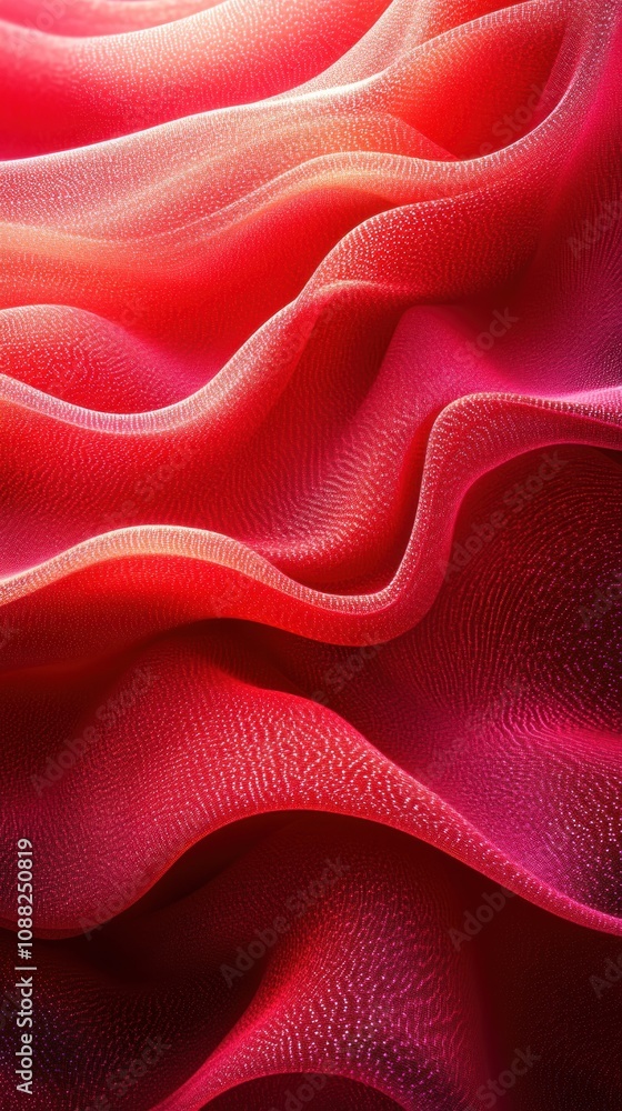 Poster abstract image of flowing red fabric with soft textures and waves.