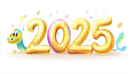 Fototapeta premium Bright golden 2025 symbolizing the New Year celebration.
