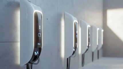 Modern Charging Stations in a Glass Building