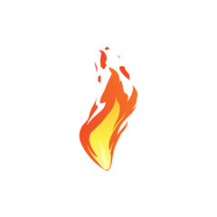 Vector fire icon with the effect of flames and sparks in bright yellow-orange tones