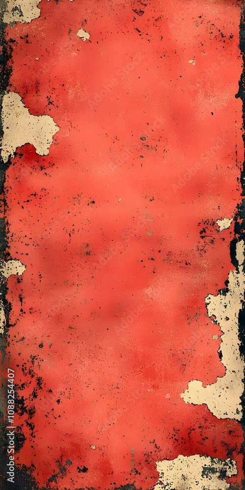 Poster an aged and weathered red surface with peeling edges, evoking a sense of nostalgia and history. the 
