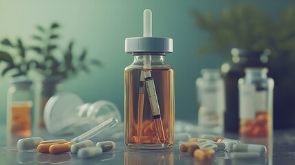  Laboratory using organic medicinal plants, aromatherapy, alternative medicine concept,ai generative    