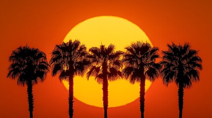 Palm Tree Silhouette with Pink and Blue Gradient