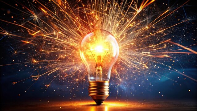 Vibrant image showing a disruptive force igniting innovation with a spark of creativity , innovation, disruption