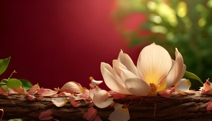 Natural macro shot. Petals with natural environment, subtle contrast, 3D illustration.