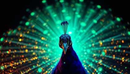 Stunning Close-Up of Colorful Peacock Displaying Vibrant Feathers with Bokeh Effect in Background Highlighting Nature's Beauty and Intricacies