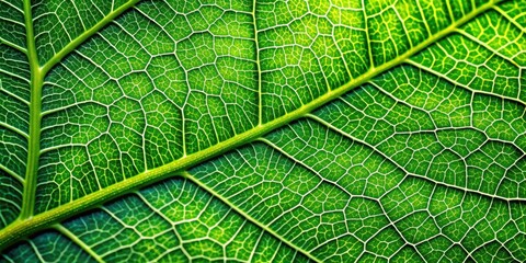Obraz premium Close-up detailed view of a vibrant green leaf with intricate veins , nature, texture, macro, foliage, close-up, plant, botany