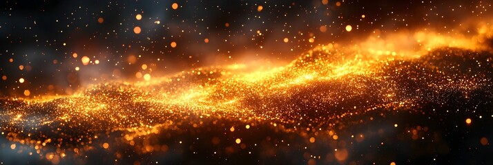 Naklejka premium Luxurious 2025 New Year Banner with Sparkling Gold Accents on Dark Background Elegant and Premium Design with Generous Copy Space for Text or Graphic Overlays