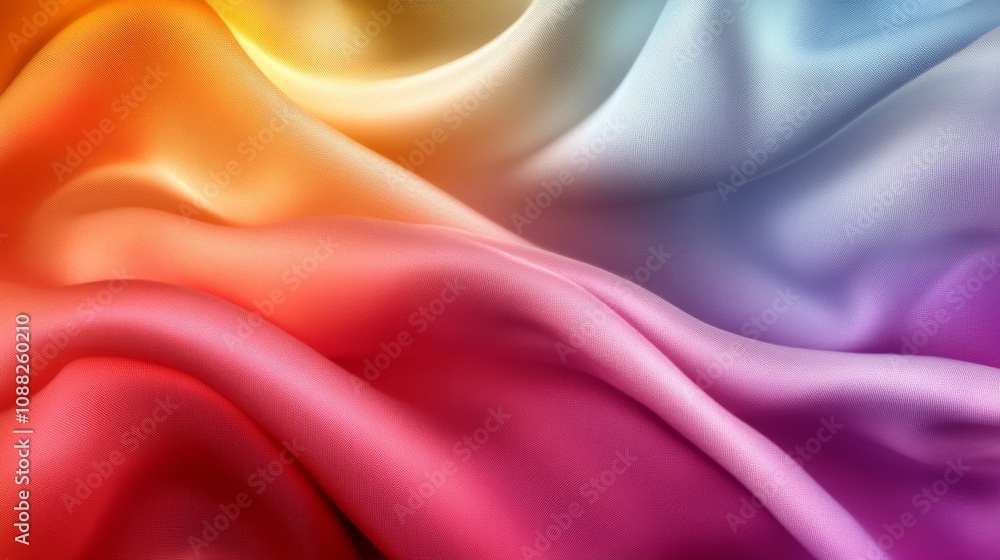 Poster a vibrant, flowing fabric showcasing a gradient of colors, creating a soft and smooth appearance.