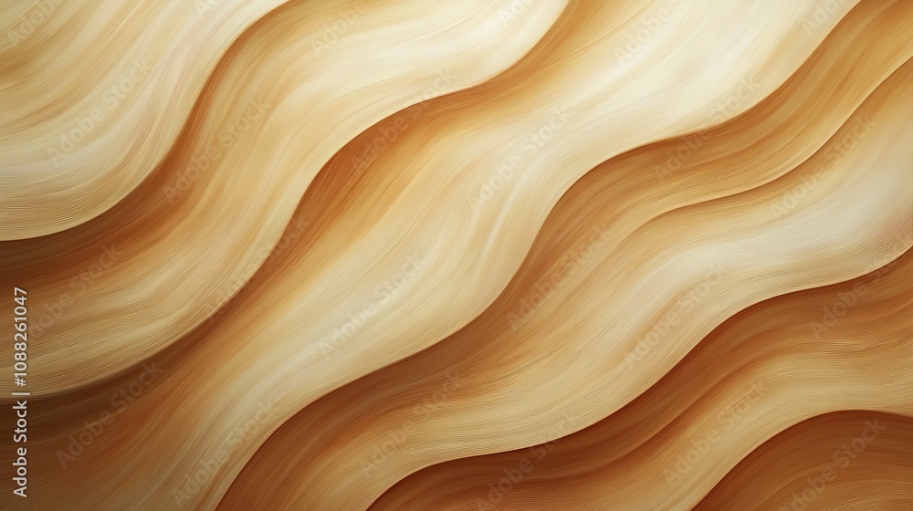 Poster a smooth, wavy pattern in warm tones of beige and brown, creating a serene and flowing visual effect