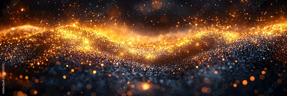 Poster luxurious black and gold new year 2025 banner with glittering elements on an isolated background off