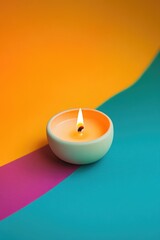 Candle on Colorful Surface