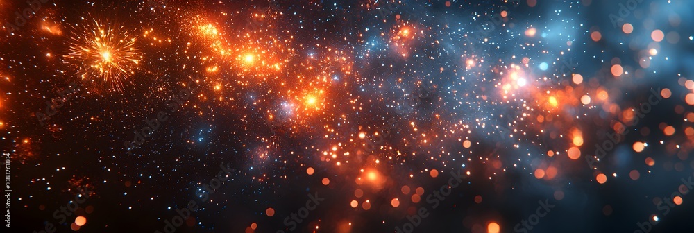 Aufkleber spectacular display of colorful fireworks bursting against a backdrop of a starry night sky creating