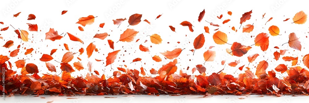 Poster autumn leaves falling gently against a serene isolated background with vibrant orange and red colors