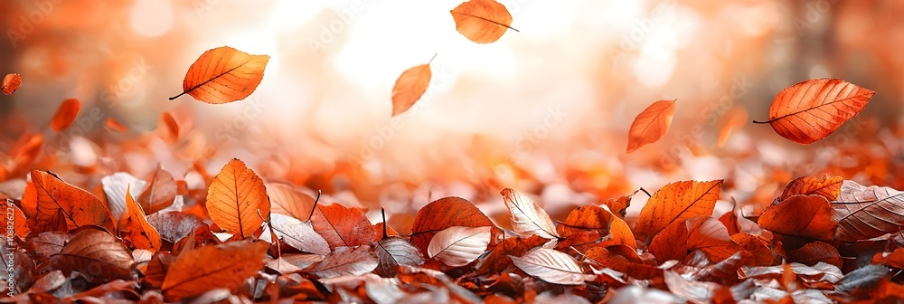 Aufkleber stunning vibrant orange and red autumn leaves falling gently on a serene isolated background with am