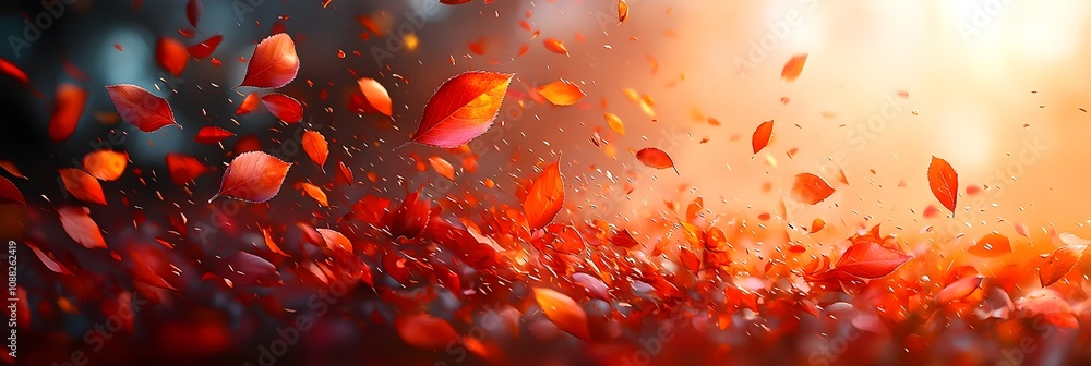 Aufkleber vibrant autumn leaves drifting and falling gracefully on a peaceful isolated background with ample c