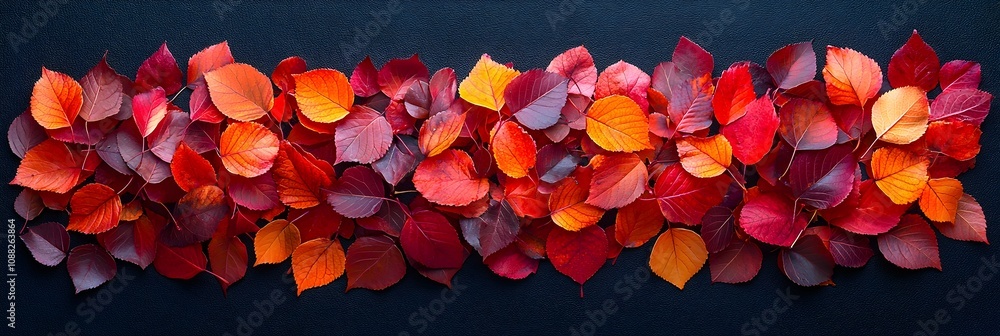 Aufkleber stunning colorful autumn foliage with scattered fallen leaves beautifully arranged on a clean simple