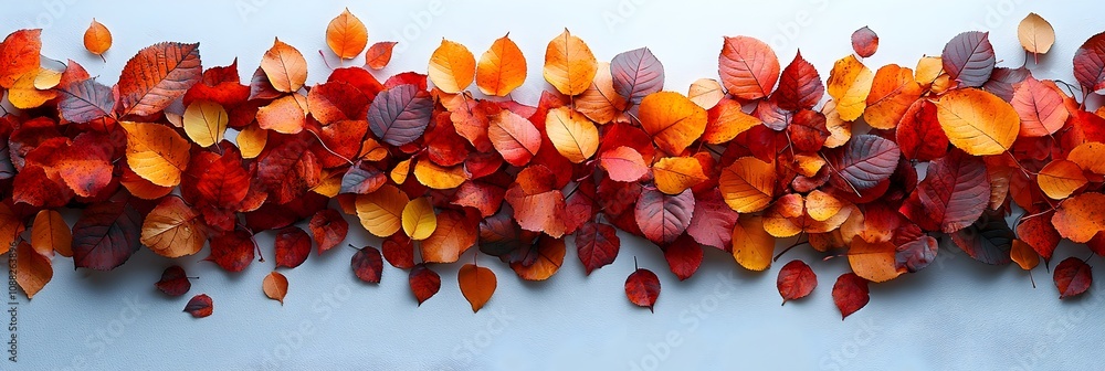 Aufkleber vibrant autumn foliage with scattered colorful leaves isolated on clean background with ample copy s