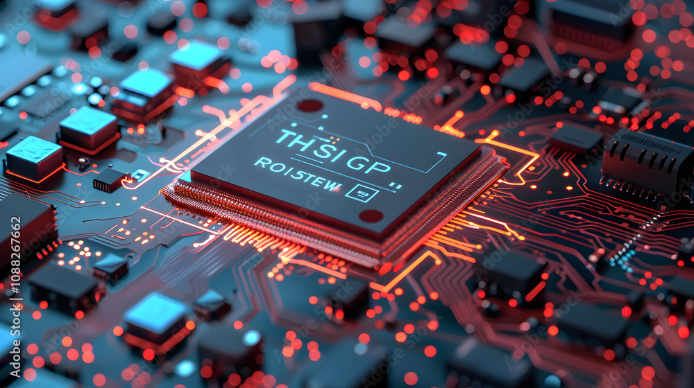 Aufkleber 3d render ai artificial intelligence technology cpu central processor unit chipset on the printed ci