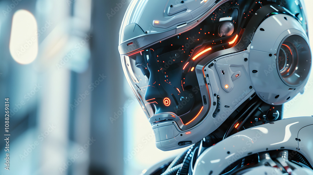 Aufkleber 3d rendering futuristic robot technology development, artificial intelligence ai, and machine learni