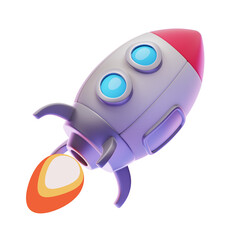 Fototapeta premium rocket launch with booster isolated 3d illustration