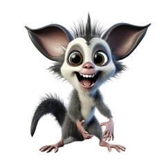 cute 3d cartoon aye-aye with funny pose isolated on transparent background