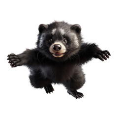 Obraz premium cute 3d cartoon binturong with levitation pose isolated on transparent background