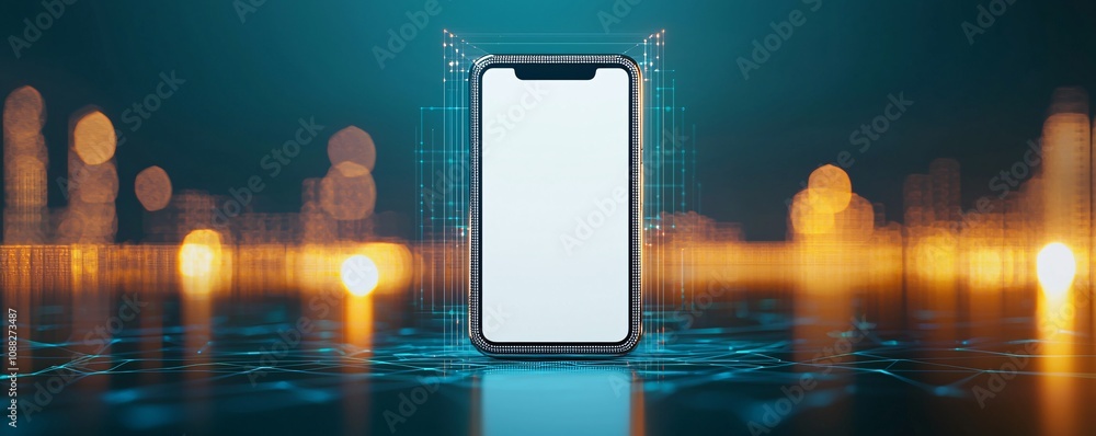 Poster portfolio mockup of a futuristic device prototype shown in a tech-inspired setting with ample copysp