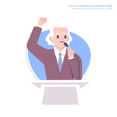 president speech cute cartoon character