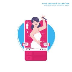 dangdut singer cute cartoon character