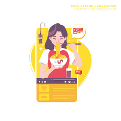 food vlogger cute cartoon character