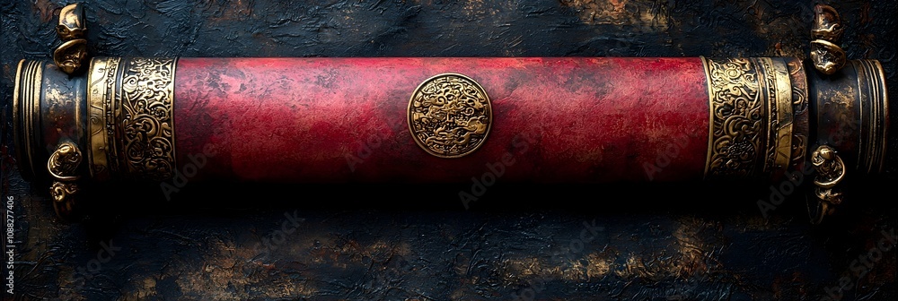Poster serene and elegant ancient chinese scroll featuring traditional confucian calligraphic symbols isola