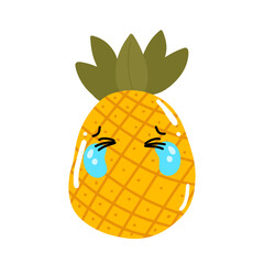 kawaii pineapple emoticon design element stock. Vector set of cute kawaii pineapple emojis. pineapples cartoon design isolated on white background