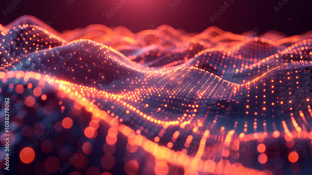 Aufkleber abstract 3d rendering futuristic dots and lines. computer geometric digital connection structure. vi
