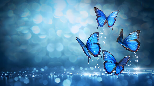 Abstract Business digital transformation innovative of butterfly life cycle evolution blue background. Renewal and Powerful transformation metamorphosis concept. Lightness of bein