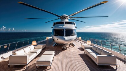 Fototapeta premium Helipad and Lounge on a Mega Yacht 