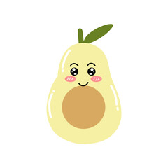 kawaii avocado emoticon face expression design element stock. Cute cartoon vector avocado characters set with funny smiles