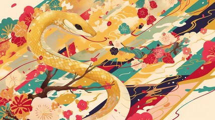 年賀状のイラスト素材_巳年(2025)