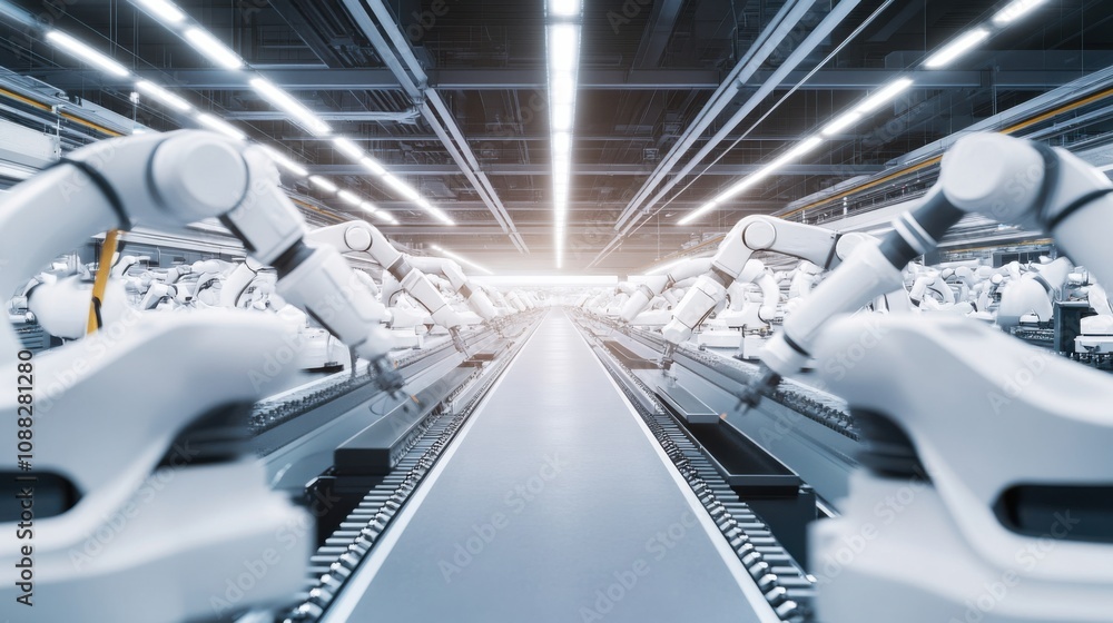 Leinwandbilder an advanced robotics manufacturing plant, filled with robotic arms and automated assembly lines, rob