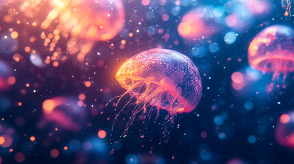 A serene underwater scene with soft bokeh effects, showcasing a smooth gradient background that creates a peaceful, ethereal atmosphere full of light reflections and gentle movement
