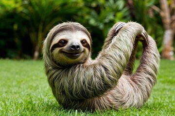 Fototapeta premium Charming Sloth Demonstrating a Relaxing Slow Stretch for Ultimate Calmness