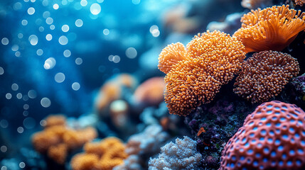 Obraz premium serene underwater scene with soft bokeh effects, showcasing a smooth gradient background that creates a peaceful, ethereal atmosphere full of light reflections and gentle movement