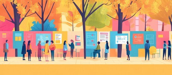 Obraz premium People Gathering at an Outdoor Exhibition