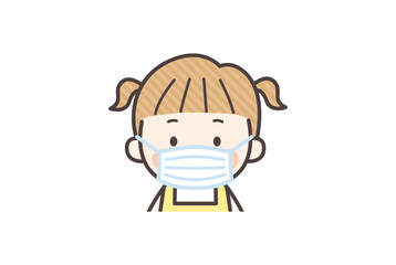 マスクをしている小さな女の子
