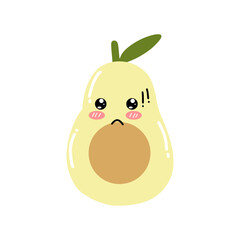 kawaii avocado emoticon face expression design element stock. Cute cartoon vector avocado characters set with funny smiles