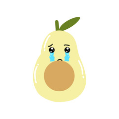 kawaii avocado emoticon face expression design element stock. Cute cartoon vector avocado characters set with funny smiles